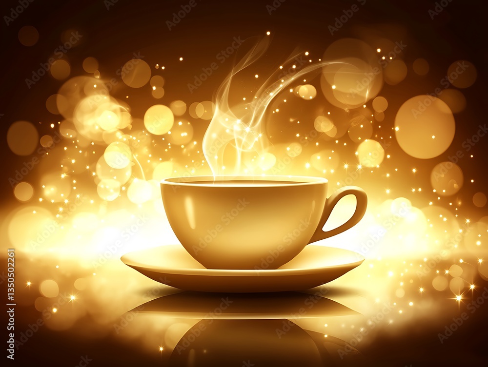 A lovely teacup and saucer with steam and bokeh effects A lovely teacup and saucer with steam and bokeh effects