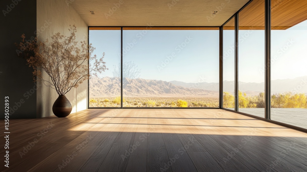 Obraz premium Modern Minimalist Room with Desert View