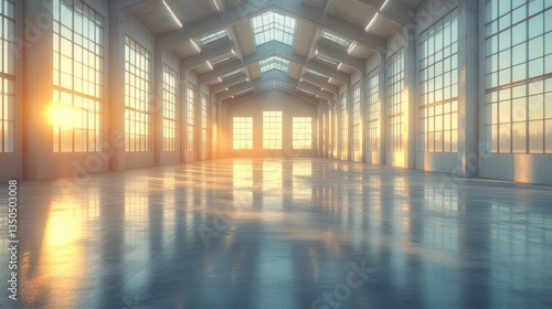 Sunrise in a Huge Industrial Warehouse  A Golden Hour Architectural Interior