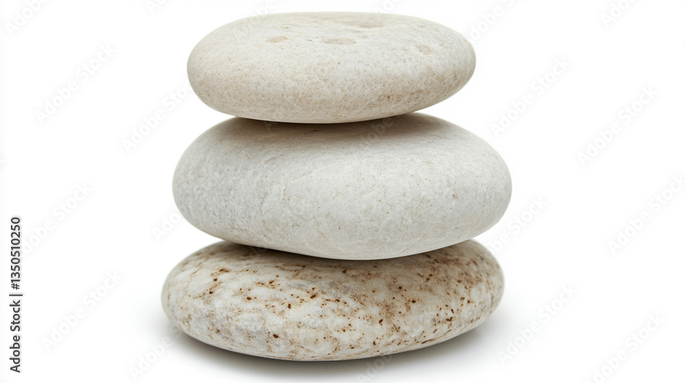 Stacked smooth white stones arranged in a balanced formation on a clean background Stacked smooth white stones arranged in a balanced formation on a clean background