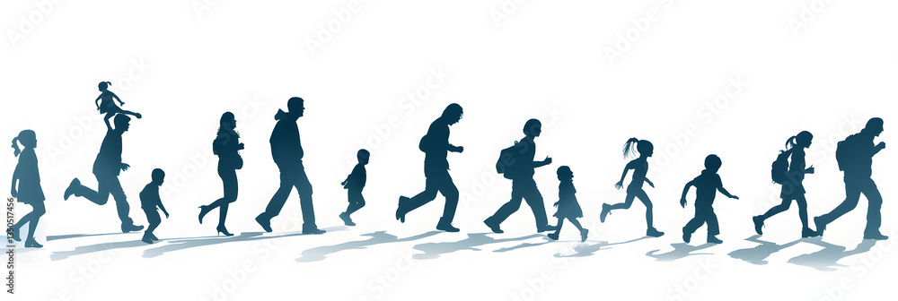 Dynamic Vector Silhouettes of People Engaged in Various Activities Representing Everyday Movements and Interactions Dynamic Vector Silhouettes of People Engaged in Various Activities Representing Everyday Movements and Interactions