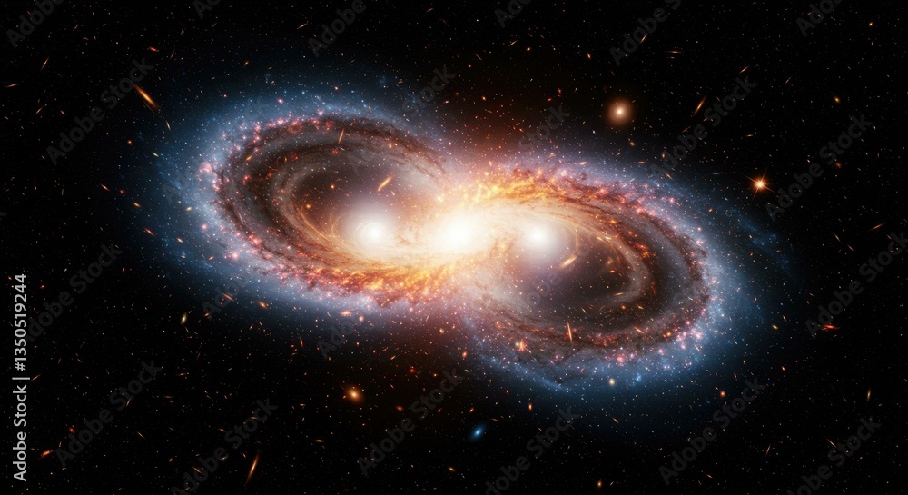 Naklejka premium double galaxy collision standard scale