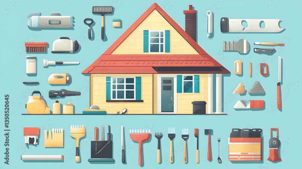 Comprehensive Set of Vector Icons for Modern Flat Design Home Repair Projects Comprehensive Set of Vector Icons for Modern Flat Design Home Repair Projects