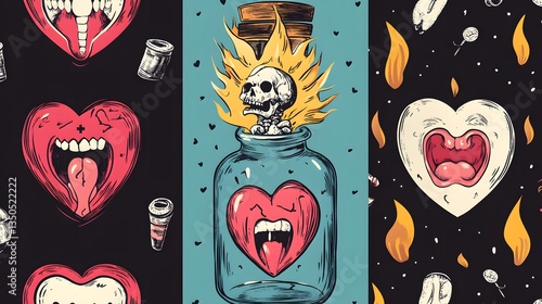 Mexican Sacred Hearts: Depicting Anatomical Hearts Preserved in Jars for Cultural Study and Artistic Representation