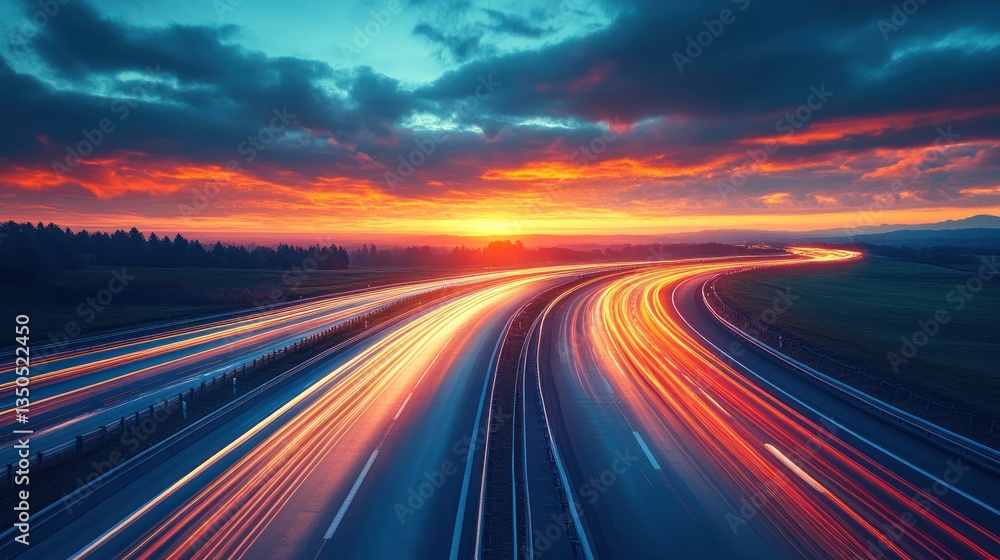 Sunset Highway: Vibrant Trails of Light Sunset Highway: Vibrant Trails of Light
