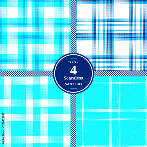 Modern Seamless Tartan featuring Cream Bisque and Autumn Rust Fabric Design Set of 4