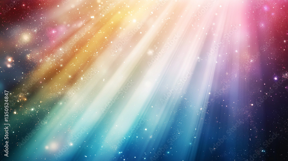 Colorful cosmic rays of light streaming through a starry background, creating a vibrant atmosphere Colorful cosmic rays of light streaming through a starry background, creating a vibrant atmosphere