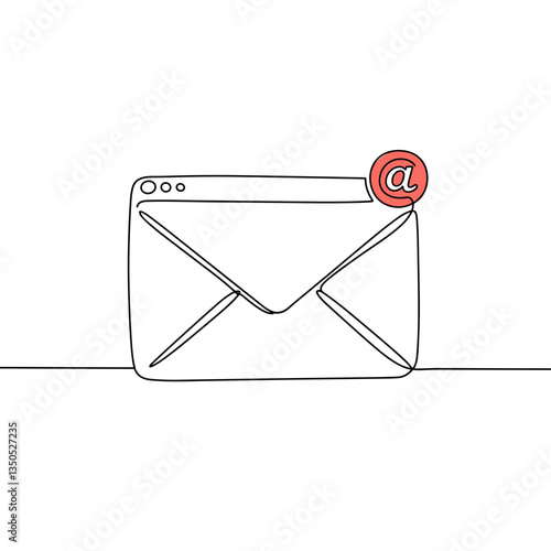 Email Notification Icon in Simple Line Art Style  