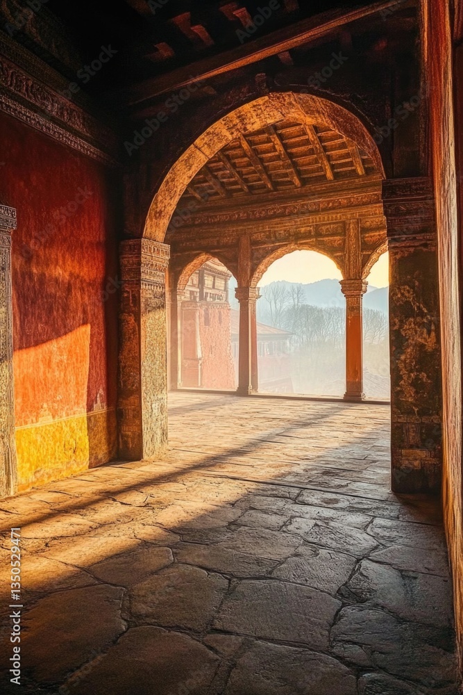Fototapeta premium Punakha Dzong, situated in the picturesque town of Punakha, Bhutan, is an impressive castle.
