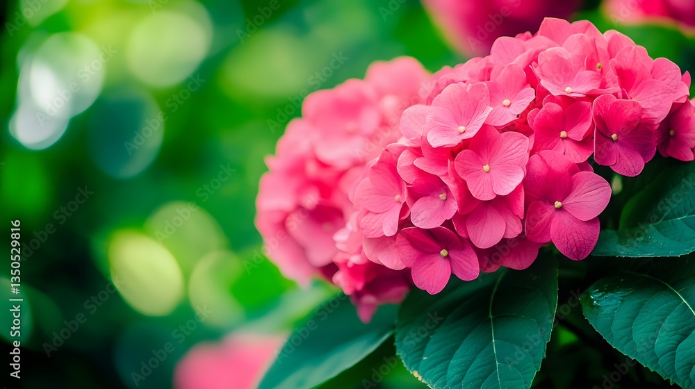 Fototapeta premium Vibrant Pink Hydrangea Blooms Close Up Nature Photography