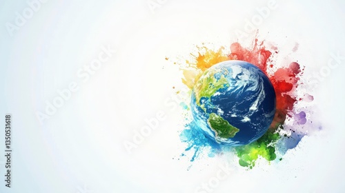 Vibrant Earth Surrounded by Pastel Water Colors