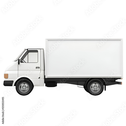 White small clean delivery truck ready for your design isolated on a transparent background