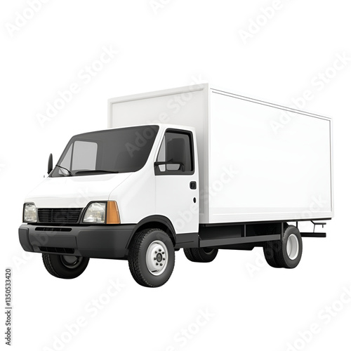 White small clean delivery truck ready for your design isolated on a transparent background