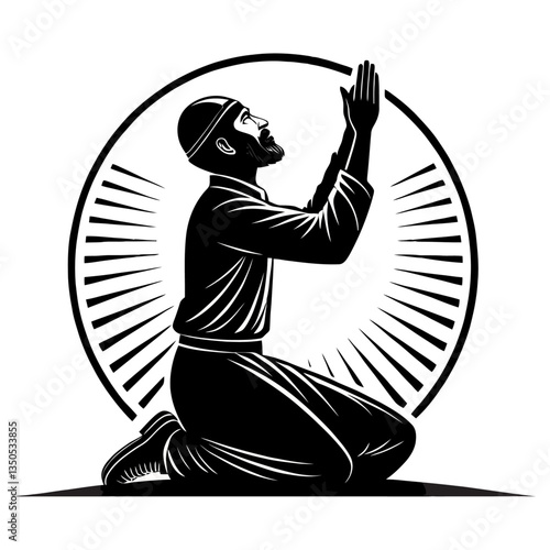 Muslim Man in Prayer, a Symbol of Devotion