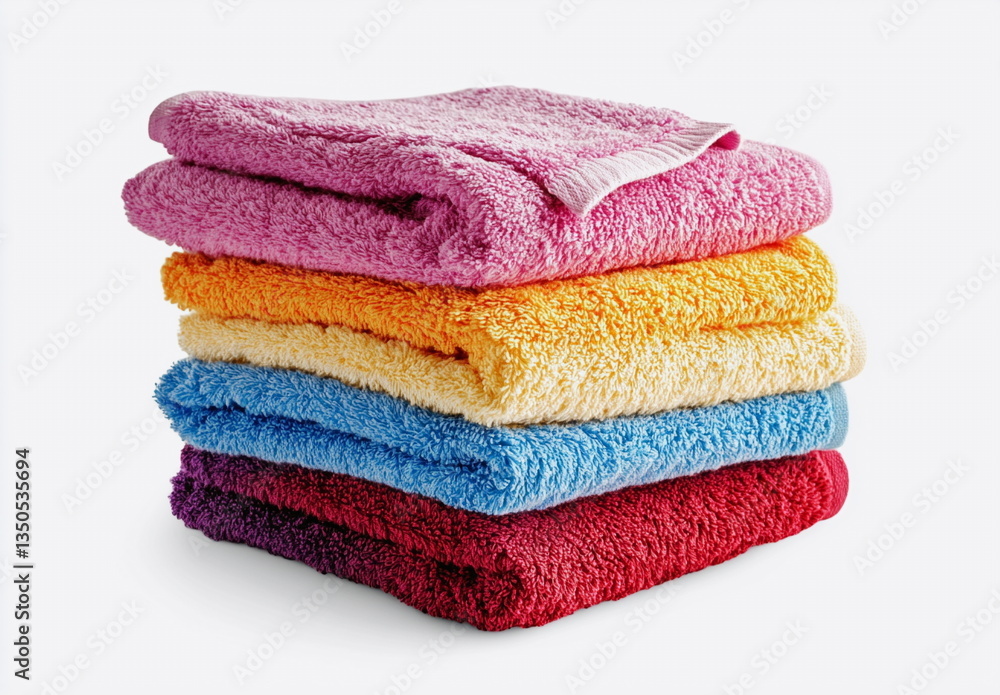 Folded bath towels in bold shades. Perfect for beauty products, hotel services, or decor brands.
Folded bath towels in bold shades. Perfect for beauty products, hotel services, or decor brands.
