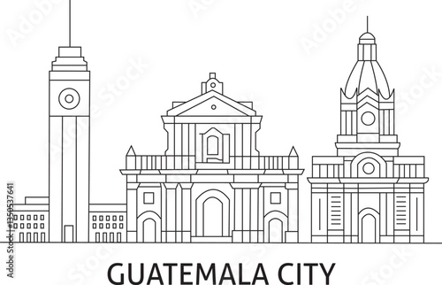 Guatemala City Line Draw Simple Minimalist