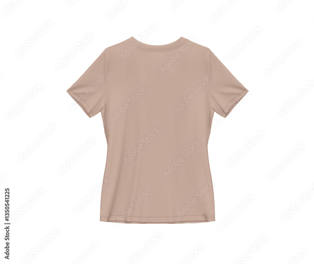 Sand beige blank tee shirt waist wear, women template mockup back view Sand beige blank tee shirt waist wear, women template mockup back view