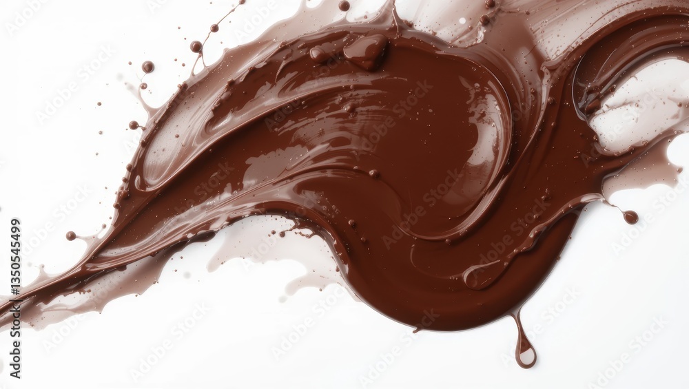 Rich Chocolate Sauce Swirling Smoothly Across a White Surface Creating Artistic Abstract Texture Rich Chocolate Sauce Swirling Smoothly Across a White Surface Creating Artistic Abstract Texture
