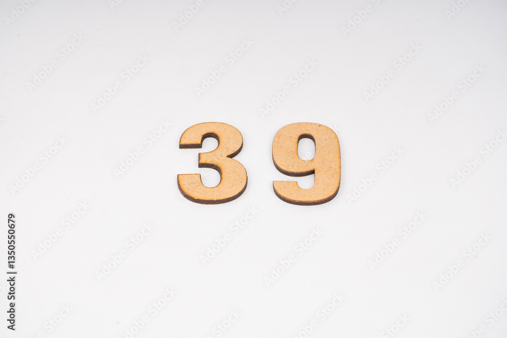 Number thirty-nine in paper on a white background. Number thirty-nine in paper on a white background.