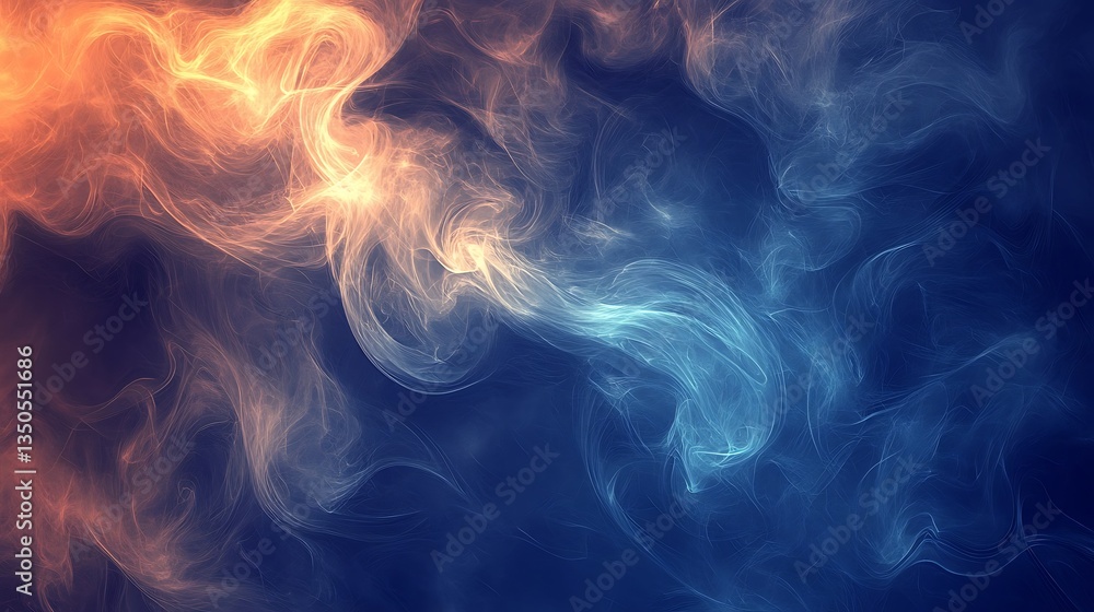 Obraz premium Abstract Smoke with Blue Orange Swirls.