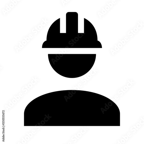 Contractor Worker Icon – Construction, Engineering, Safety Helmet"