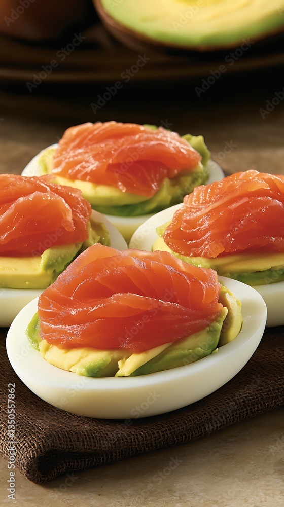 Smoked Salmon & Avocado Deviled Eggs. Smoked Salmon & Avocado Deviled Eggs.