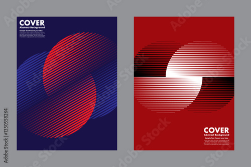 Modern vector geometric abstract background featuring an infinity symbol design and halftone lines pattern combining two colors together. For cover, digital artwork, posters.