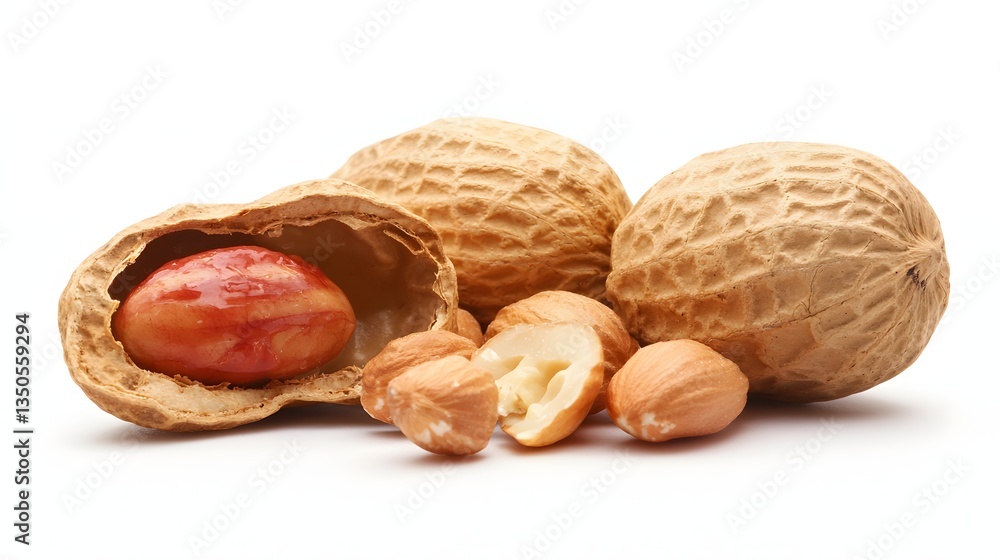 Close-Up of Almond Nuts in Shell and Unshelled Kernels on White Background Close-Up of Almond Nuts in Shell and Unshelled Kernels on White Background