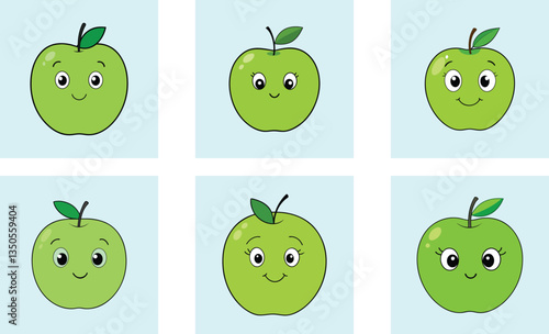 Cute granny smith apple cartoon vector