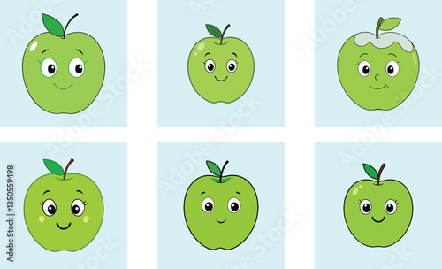 Cute granny smith apple cartoon vector