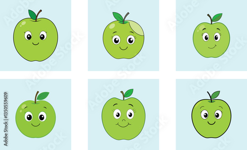 Cute granny smith apple cartoon vector