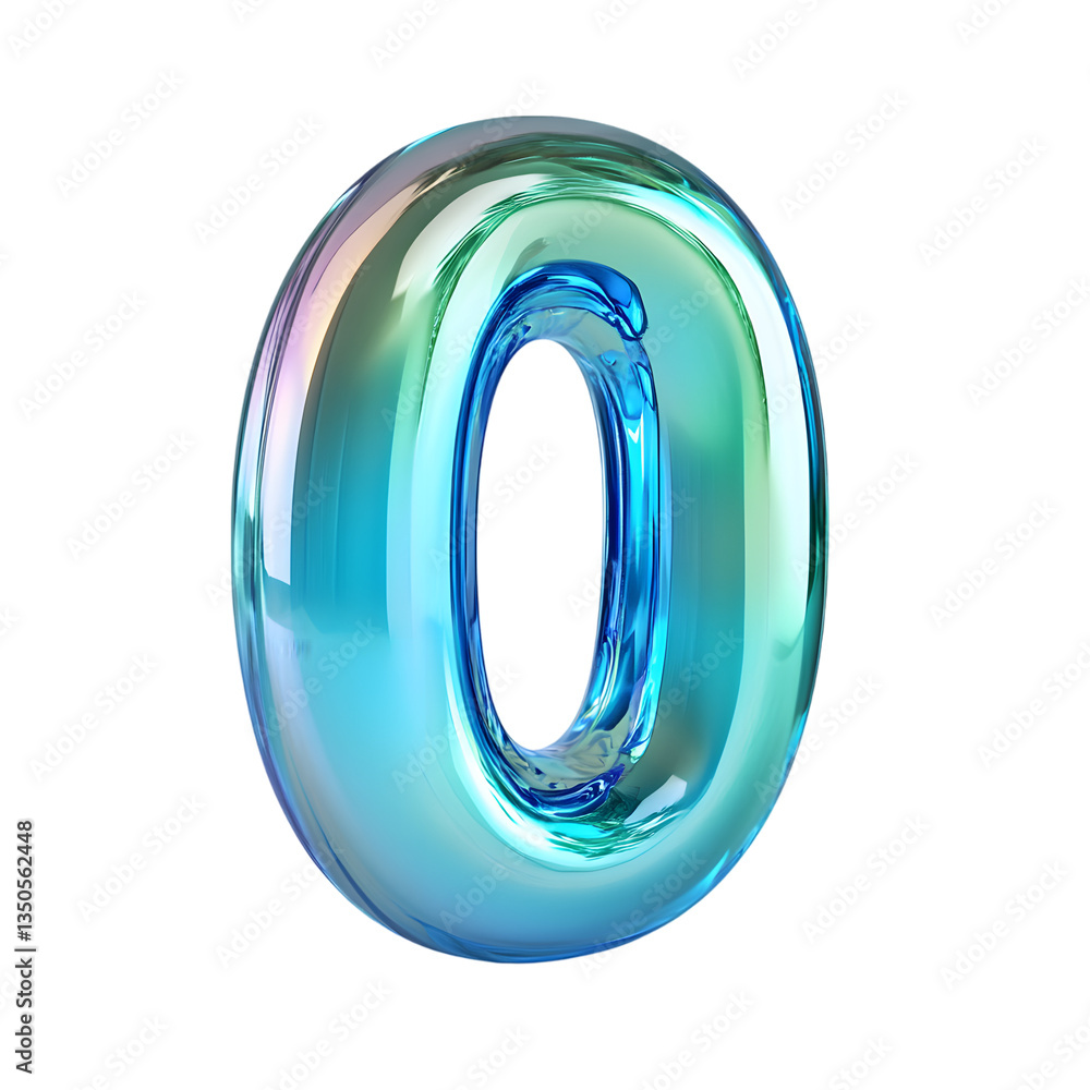 Glossy Iridescent Zero with Blue Green Hues Glossy Iridescent Zero with Blue Green Hues