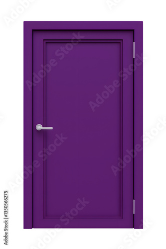Vibrant purple door with a sophisticated design and modern metallic handle perfect for concepts of mystery new opportunities and transitions