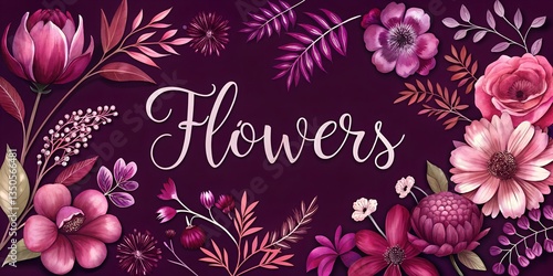 A drawing flowers and plants with the words flowers.