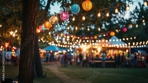 Wallpaper Mural Evening summer fair with string lights and a festive vibe. Torontodigital.ca
