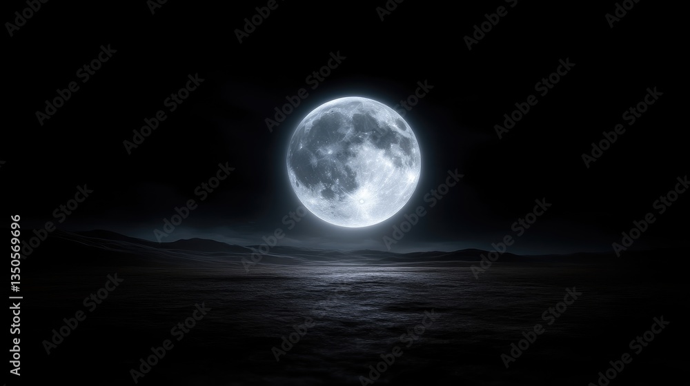 Obraz premium Full moon over a desolate landscape