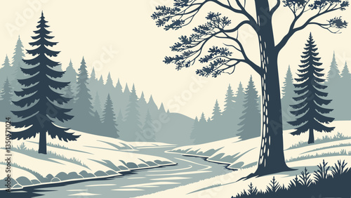 AI Generated Serene Mountain Lake Vector - Snowy Peaks and Mirror Reflection at Sunrise