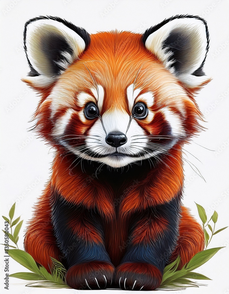 Aquarell niedlicher kleiner roter Pandabär Aquarell niedlicher kleiner roter Pandabär