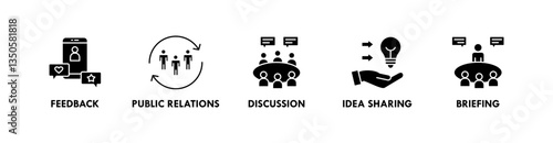 Communication banner web icon illustration concept with icon of feedback, public relations, discussion, idea sharing, and briefing