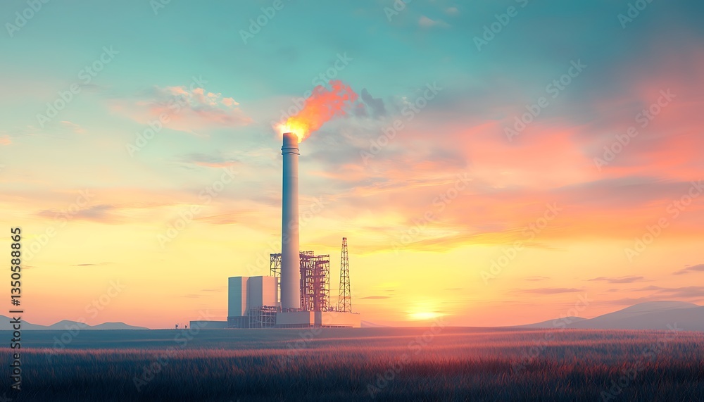 Sunset Industrial Plant Emission.
