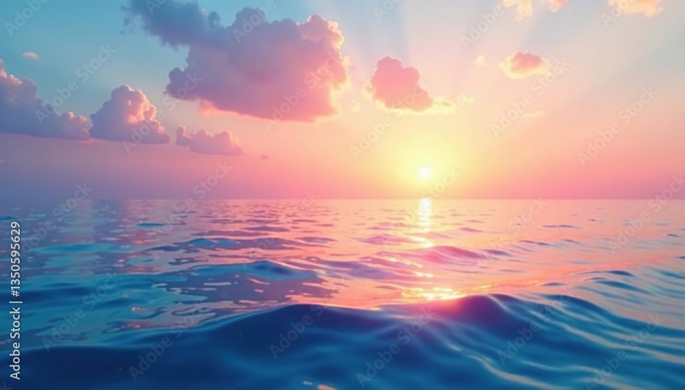 Obraz premium Subtle gradient sky transitioning to water, endless horizon, texture, web, background