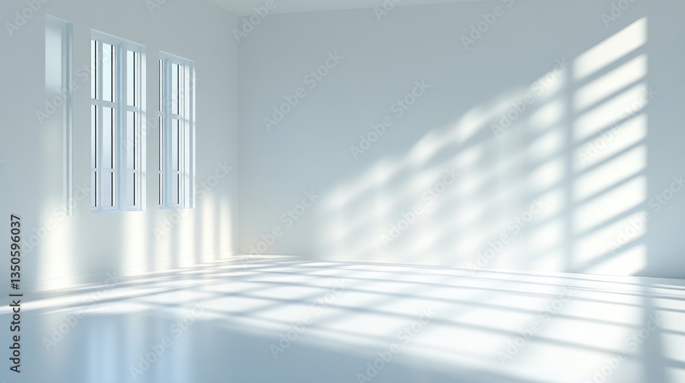 Naklejka premium Empty room with sunlight and shadows (2)