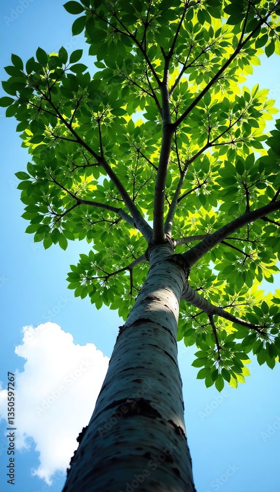 Fototapeta premium Branches of a tree stretching towards the sky, branches, tree