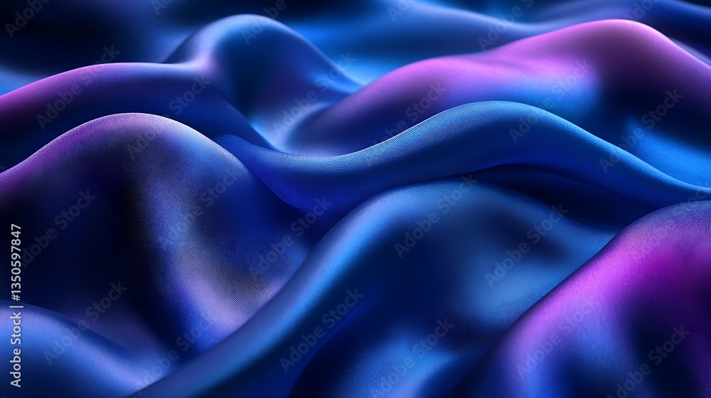 Obraz premium A bold, abstract silk pattern in shades of neon blue, cyan, and purple, with a high-contrast and vibrant finish, 