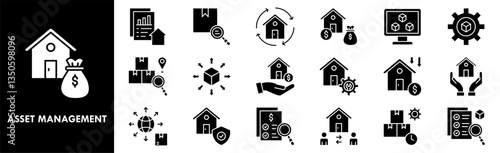 Asset Management icon collection set. Containing design business, management, investment, finance, money