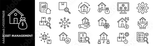 Asset Management icon collection set. Containing design business, management, investment, finance, money