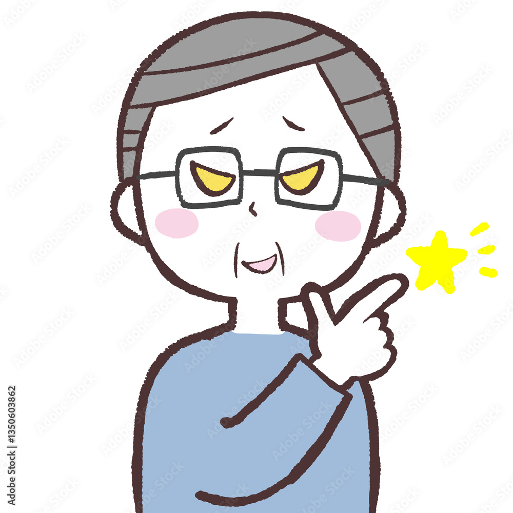 Obraz premium 悪知惠思いついた眼鏡シニア男性イラスト