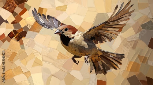 A Sparrow Soars Through the Sky with Outstretched Wings