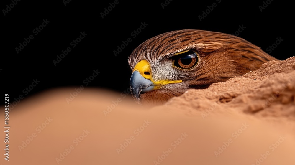 Fototapeta premium Desert Raptor Peeking from Burrow