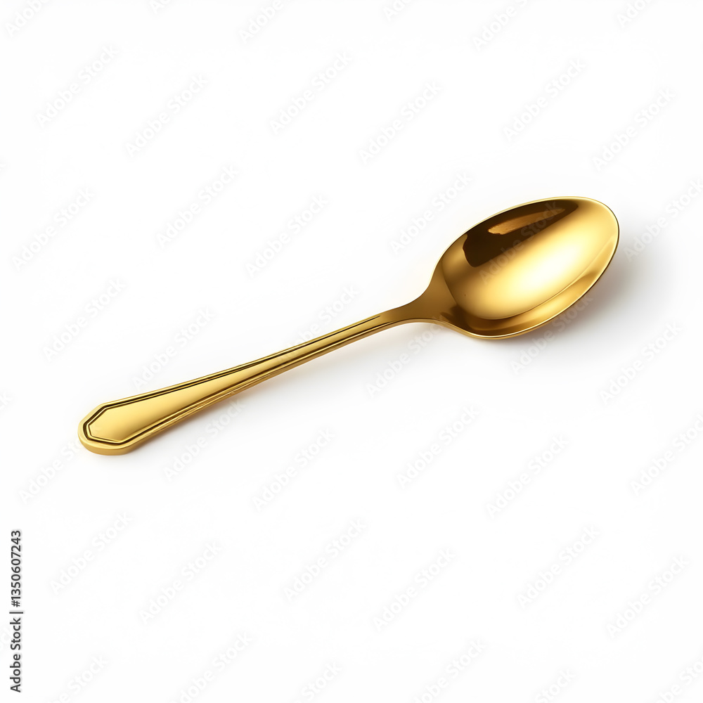 Spoon gold metal icon on white background. Generative AI Spoon gold metal icon on white background. Generative AI